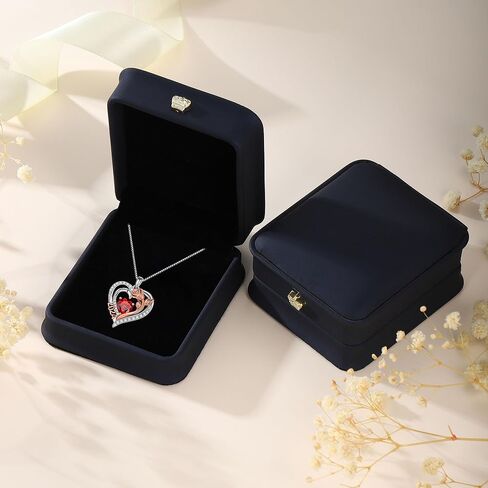هدايا عيد الأم من Turandoss للأم - قلادة على شكل قلب وردي من الفضة الإسترلينية S925 قلادة جوهرة الميلاد وهدايا عيد الحب لأعياد الميلاد للأم والزوجة والجدة والصديقة من Turandoss in Kuwait