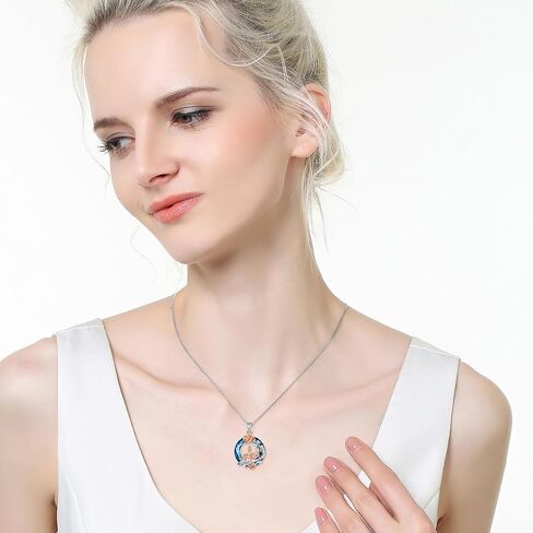 PELOVNY Mother Daughter Necklace 925 Sterling Silver Rose Crystal Pendant Mother Daughter Jewelry For Mothers Day Birthday Christmas Gifts Women Girls in Saudi Arabia