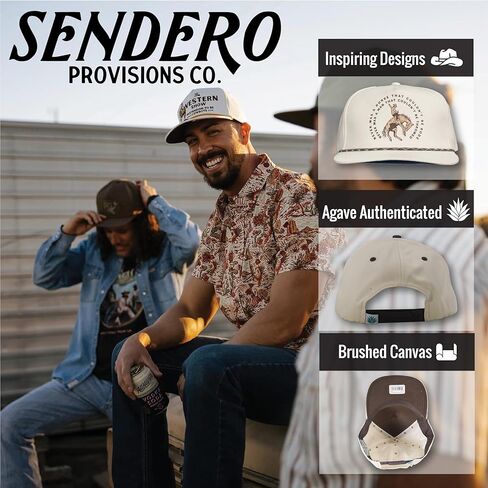 Sendero Provisions Co. Never was a Horse Hat Off White Unisex Structured 5-Panel Brushed Canvas Screen Printed Design Snapback Paracord Rope Hat in Kuwait