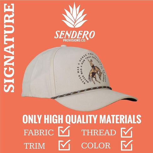 Sendero Provisions Co. Never was a Horse Hat Off White Unisex Structured 5-Panel Brushed Canvas Screen Printed Design Snapback Paracord Rope Hat in Kuwait
