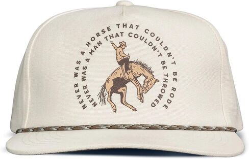 Sendero Provisions Co. Never was a Horse Hat Off White Unisex Structured 5-Panel Brushed Canvas Screen Printed Design Snapback Paracord Rope Hat in Kuwait