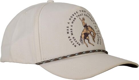 Sendero Provisions Co. Never was a Horse Hat Off White Unisex Structured 5-Panel Brushed Canvas Screen Printed Design Snapback Paracord Rope Hat in Kuwait