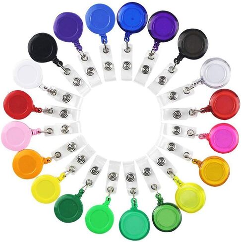 SHAN RUI 20pcs Retractable Badge Holder Reels with Clip for Name Card Key Card, 20 Colors in Kuwait