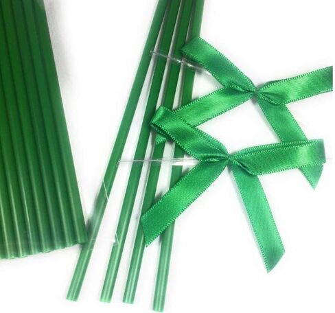 Cake pop sticks clear bags colorful ribbon bows (green) in Saudi Arabia