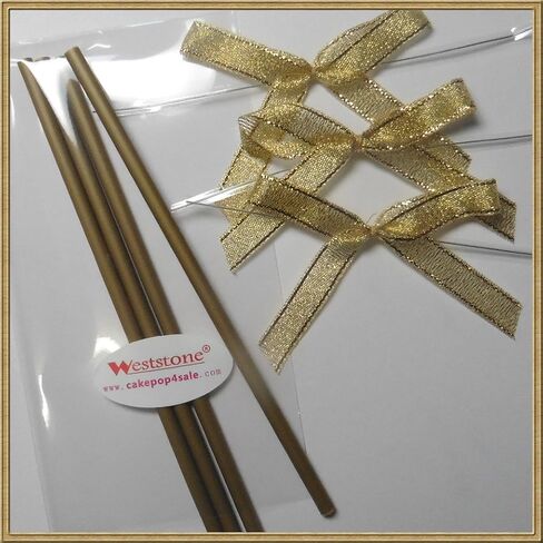Cake pop sticks clear bags colorful ribbon bows (green) in Saudi Arabia