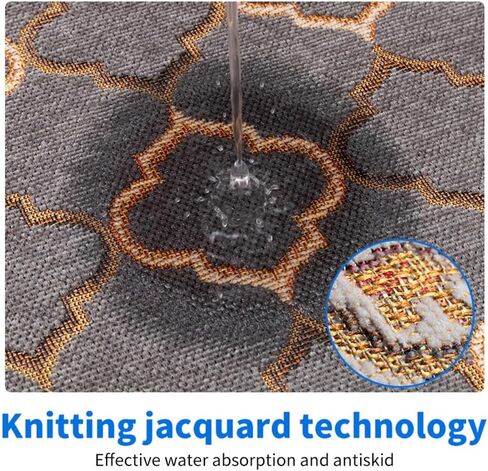 Kitchen Rugs Set Jacquard Kitchen Anti-slip Mats and Antifatigue Easy to Clean and Absorb Water Non-dirty for Kitchen Floor, Office, Laundry 2Pcs, 19.7"X 31.5"+19.7"X 47.3"（Coffee） in Saudi Arabia