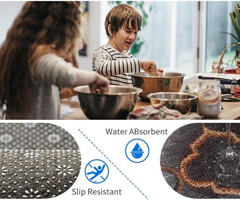 Kitchen Rugs Set Jacquard Kitchen Anti-slip Mats and Antifatigue Easy to Clean and Absorb Water Non-dirty for Kitchen Floor, Office, Laundry 2Pcs, 19.7"X 31.5"+19.7"X 47.3"（Coffee） in Saudi Arabia