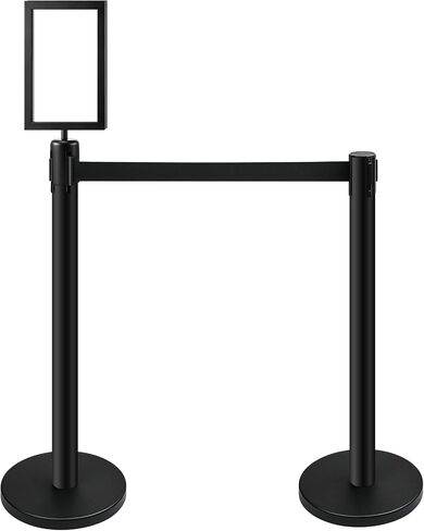 Stanchions with Retractable Belts Crowd Control Barriers Ropes and Poles with Stanchion Post Top Sign Frame Holder Line Dividers for Crowd Control Rope Safety Barriers, Black (3 Pcs, 16 ft) in Saudi Arabia