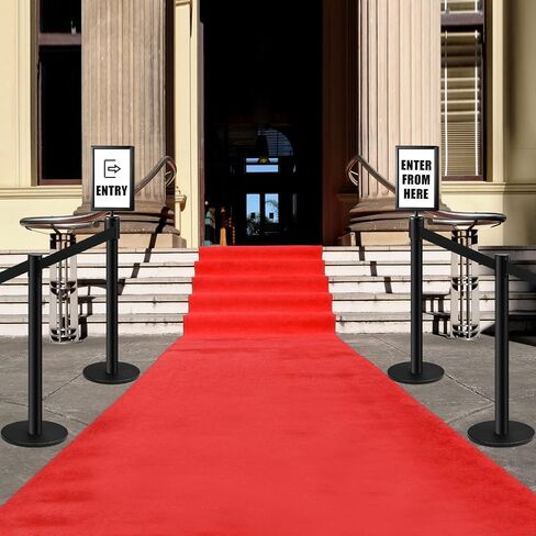 Stanchions with Retractable Belts Crowd Control Barriers Ropes and Poles with Stanchion Post Top Sign Frame Holder Line Dividers for Crowd Control Rope Safety Barriers, Black (3 Pcs, 16 ft) in Saudi Arabia