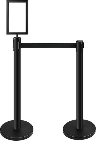 Stanchions with Retractable Belts Crowd Control Barriers Ropes and Poles with Stanchion Post Top Sign Frame Holder Line Dividers for Crowd Control Rope Safety Barriers, Black (3 Pcs, 16 ft) in Saudi Arabia