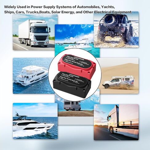 2Pcs 300A Busbar 12-48V DC Heavy Duty Copper Power Distribution Block 4 X M8 (5/16") Terminals Studs 8 Srews with Waterproof Cover Battery Bus Bar for Automotive RV Marine Truck(Black&Red) in Saudi Arabia