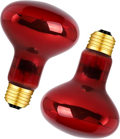 OMAYKEY 75 واط الأشعة تحت الحمراء بقعة مصباح الحرارة لمبة الضوء الأحمر الزجاج مصابيح التدفئة لمبات السحلية الأفعى الحرباء الملتحي التنين حوض السمك الزواحف والبرمائيات، 2 حزمة in Kuwait