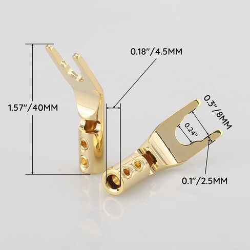 HiFi Speaker Y Spade Connectors, Dual Screw Locking Speaker Cable Plug, Fork Spade Connectors with Allen Wrench for Speaker Wire DIY 4PCS (Gold Plated with Heat Shrink Tube) in Saudi Arabia