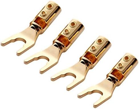 HiFi Speaker Y Spade Connectors, Dual Screw Locking Speaker Cable Plug, Fork Spade Connectors with Allen Wrench for Speaker Wire DIY 4PCS (Gold Plated with Heat Shrink Tube) in Saudi Arabia