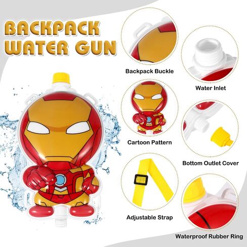 Red Backpack Water Gun: 1.3L Water Squirt for Kids' Outdoor Fun - Perfect for Backyard & Beach Water Fights!(Yellow) in Saudi Arabia