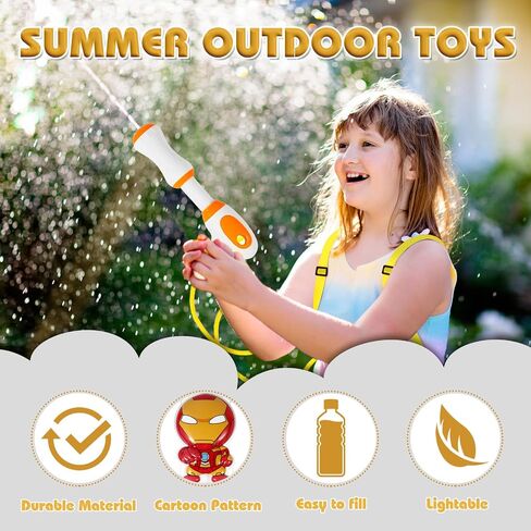 Red Backpack Water Gun: 1.3L Water Squirt for Kids' Outdoor Fun - Perfect for Backyard & Beach Water Fights!(Yellow) in Saudi Arabia