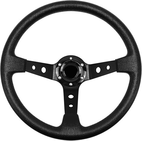 MOTAFAR Universal Racing Steering Wheel, Gaming Steering Wheel 13.6" 6 Bolts Grip Vinyl Leather Deep Dish with Horn Button for Race/Rally/Motorsport/Car Sim Driving(Black) in Saudi Arabia