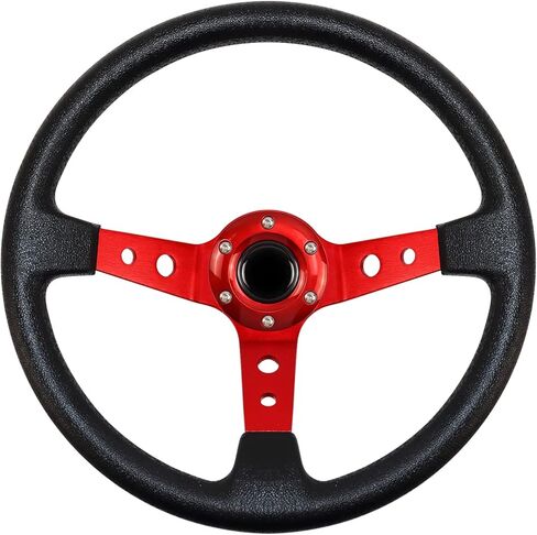 MOTAFAR Universal Racing Steering Wheel, Gaming Steering Wheel 13.6" 6 Bolts Grip Vinyl Leather Deep Dish with Horn Button for Race/Rally/Motorsport/Car Sim Driving(Black) in Saudi Arabia