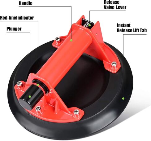 Vacuum Glass Suction Cup Heavy Duty Glass Lifting Tool, Multifunctional handling Artifact for Glass (Plastic8' RED) in Kuwait