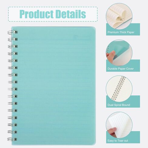 EOOUT 6 Pack Spiral Notebooks 8.5 x 11 Inches, 80 Sheets A4 College Ruled Notebook with Plastic Waterproof Cover, Bright Colors for School Office Business and Professional Use in Saudi Arabia