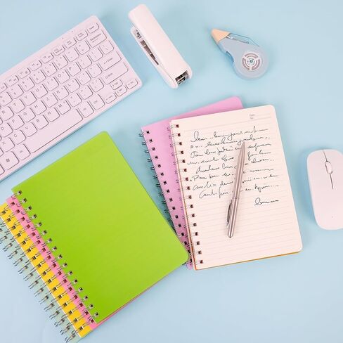 EOOUT 6 Pack Spiral Notebooks 8.5 x 11 Inches, 80 Sheets A4 College Ruled Notebook with Plastic Waterproof Cover, Bright Colors for School Office Business and Professional Use in Saudi Arabia