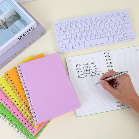 EOOUT 6 Pack Spiral Notebooks 8.5 x 11 Inches, 80 Sheets A4 College Ruled Notebook with Plastic Waterproof Cover, Bright Colors for School Office Business and Professional Use in Saudi Arabia