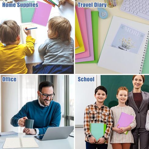EOOUT 6 Pack Spiral Notebooks 8.5 x 11 Inches, 80 Sheets A4 College Ruled Notebook with Plastic Waterproof Cover, Bright Colors for School Office Business and Professional Use in Saudi Arabia