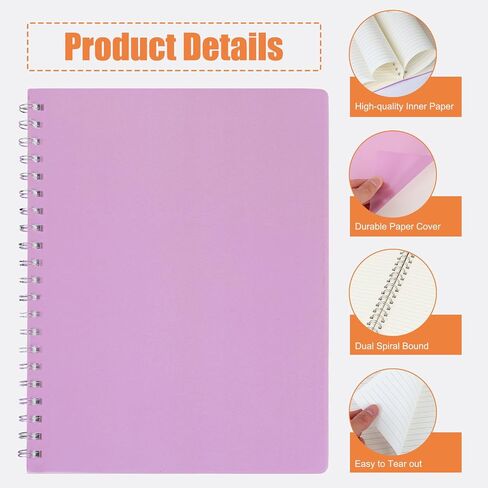 EOOUT 6 Pack Spiral Notebooks 8.5 x 11 Inches, 80 Sheets A4 College Ruled Notebook with Plastic Waterproof Cover, Bright Colors for School Office Business and Professional Use in Saudi Arabia