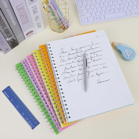 EOOUT 6 Pack Spiral Notebooks 8.5 x 11 Inches, 80 Sheets A4 College Ruled Notebook with Plastic Waterproof Cover, Bright Colors for School Office Business and Professional Use in Saudi Arabia