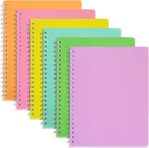EOOUT 6 Pack Spiral Notebooks 8.5 x 11 Inches, 80 Sheets A4 College Ruled Notebook with Plastic Waterproof Cover, Bright Colors for School Office Business and Professional Use in Saudi Arabia