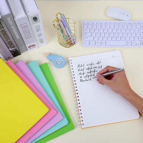 EOOUT 6 Pack Spiral Notebooks 8.5 x 11 Inches, 80 Sheets A4 College Ruled Notebook with Plastic Waterproof Cover, Bright Colors for School Office Business and Professional Use in Saudi Arabia