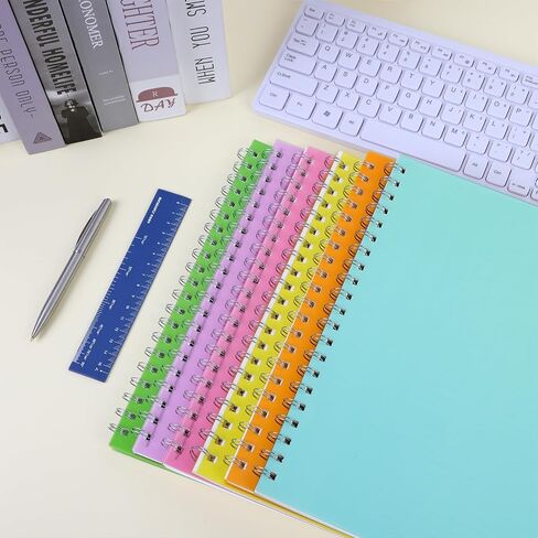 EOOUT 6 Pack Spiral Notebooks 8.5 x 11 Inches, 80 Sheets A4 College Ruled Notebook with Plastic Waterproof Cover, Bright Colors for School Office Business and Professional Use in Saudi Arabia