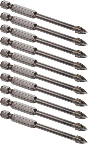 Kozelo 10pcs Titanium Masonry Drill Bit - [6mm x 78mm] Triangle Drill Bit with Hex Shank for Mirror and Ceramic Tile Use, Cross Arrow Design in Saudi Arabia