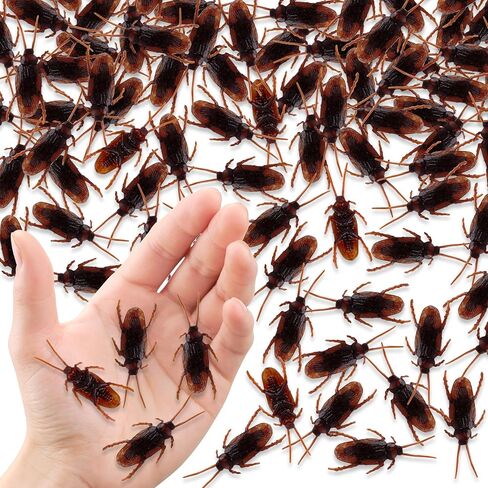 ArtCreativity Fake Cockroach Toy Set - Pack of 100 - Prank Plastic Cockroaches with Bendable Legs and Antennae - Fake Roaches for Pranking, Creepy Decor, and Filming Props - Plastic Bugs for Kids in Saudi Arabia
