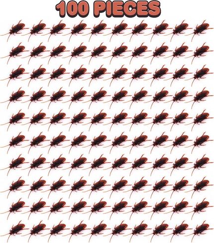 ArtCreativity Fake Cockroach Toy Set - Pack of 100 - Prank Plastic Cockroaches with Bendable Legs and Antennae - Fake Roaches for Pranking, Creepy Decor, and Filming Props - Plastic Bugs for Kids in Saudi Arabia