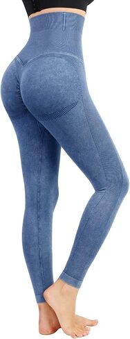 Lover-Beauty High Waisted Leggings for Women Jean Look Denim Leggings Thick Fake Jean Tummy Control Butt Lifting Jegging in Saudi Arabia