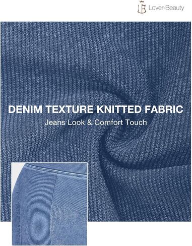 Lover-Beauty High Waisted Leggings for Women Jean Look Denim Leggings Thick Fake Jean Tummy Control Butt Lifting Jegging in Saudi Arabia