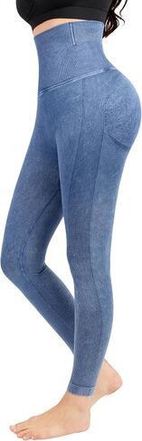 Lover-Beauty High Waisted Leggings for Women Jean Look Denim Leggings Thick Fake Jean Tummy Control Butt Lifting Jegging in Saudi Arabia