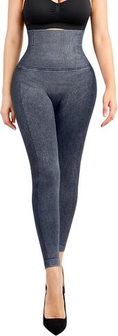 عاشق-الجمال عالية الخصر طماق للنساء جان نظرة الدنيم طماق سميكة وهمية جان البطن التحكم بعقب رفع Jegging in Kuwait