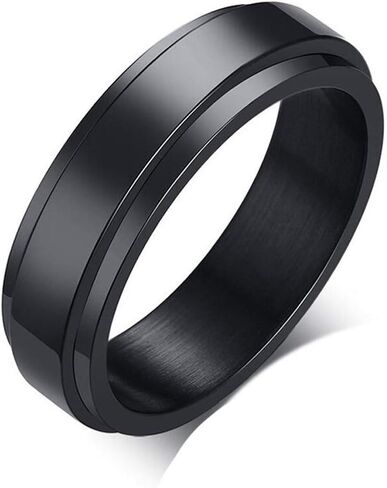 HIJONES Men Women's Stainless Steel Anxiety Rotatable Ring Polished Statement Wedding Band in Saudi Arabia