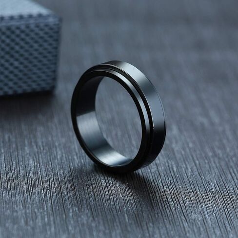 HIJONES Men Women's Stainless Steel Anxiety Rotatable Ring Polished Statement Wedding Band in Saudi Arabia