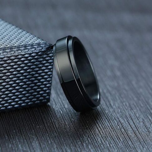 HIJONES Men Women's Stainless Steel Anxiety Rotatable Ring Polished Statement Wedding Band in Saudi Arabia