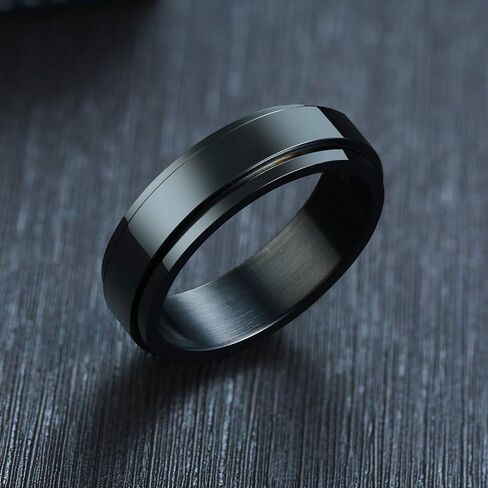 HIJONES Men Women's Stainless Steel Anxiety Rotatable Ring Polished Statement Wedding Band in Saudi Arabia
