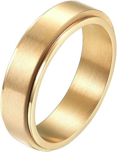 HIJONES Men Women's Stainless Steel Anxiety Rotatable Ring Polished Statement Wedding Band in Saudi Arabia