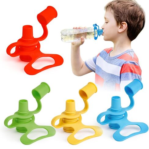 Baby Water Bottle Cap Silicone Bottles Top Spill Proof Spout Adapter for Toddlers Kids and Adults BPA Free,Pack of 4 in Saudi Arabia