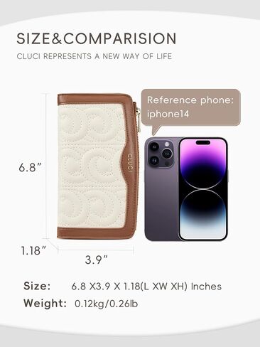 CLUCI Wallet Women Leather Bifold Wallet Credit Card Holder with Zipper Pocket in Saudi Arabia