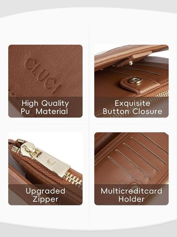 CLUCI Wallet Women Leather Bifold Wallet Credit Card Holder with Zipper Pocket in Saudi Arabia