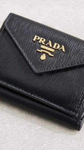 Prada Women's Pre-Loved Prada Black Vitello Move Compact Wallet, Black, One Size in Saudi Arabia