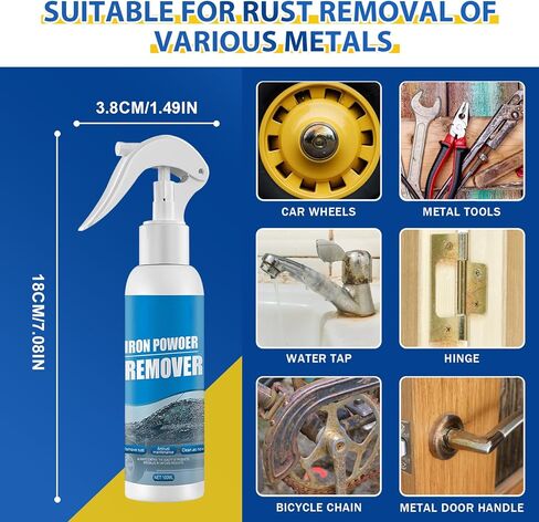قطعتان من مزيل مسحوق الحديد من Ouhoe، بخاخ مزيل حديد السيارة، بخاخ مزيل الصدأ للسيارة، تنظيف طلاء الكروم لسطح المعدن، لإزالة الصدأ من المعادن المختلفة in Kuwait