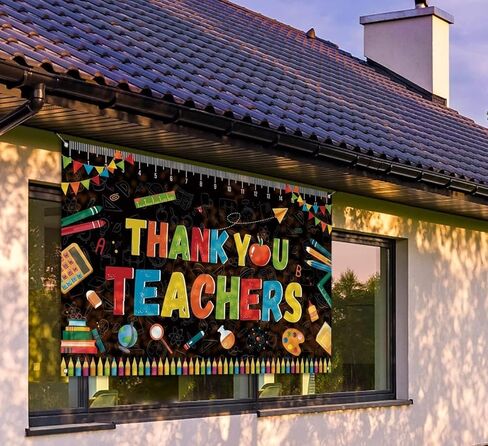 Sunwer Thank You Teachers Photo Booth Backdrop Teachers Appreciation Week Classroom Bulletion Board Party Background Decoration Supply (5.9×3.6ft) in Saudi Arabia